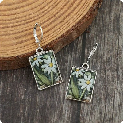 Minority Fashion Rectangular Epoxy Flowers Alloy Ear Clip Weloria