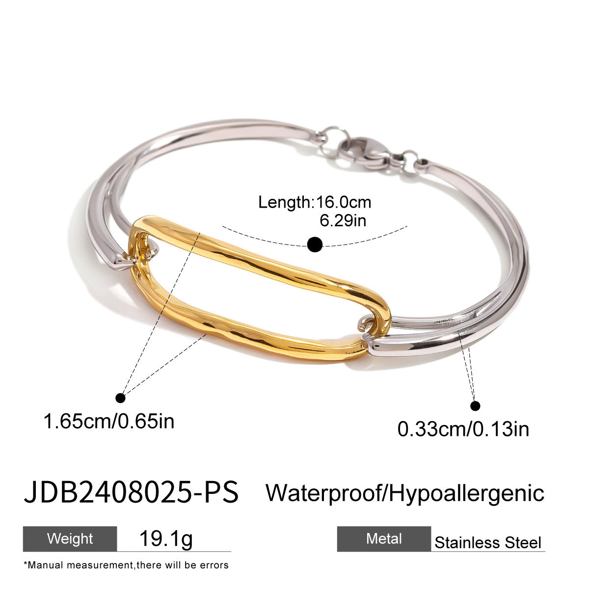 18K Stainless Steel Color Matching Geometric Bracelet Weloria