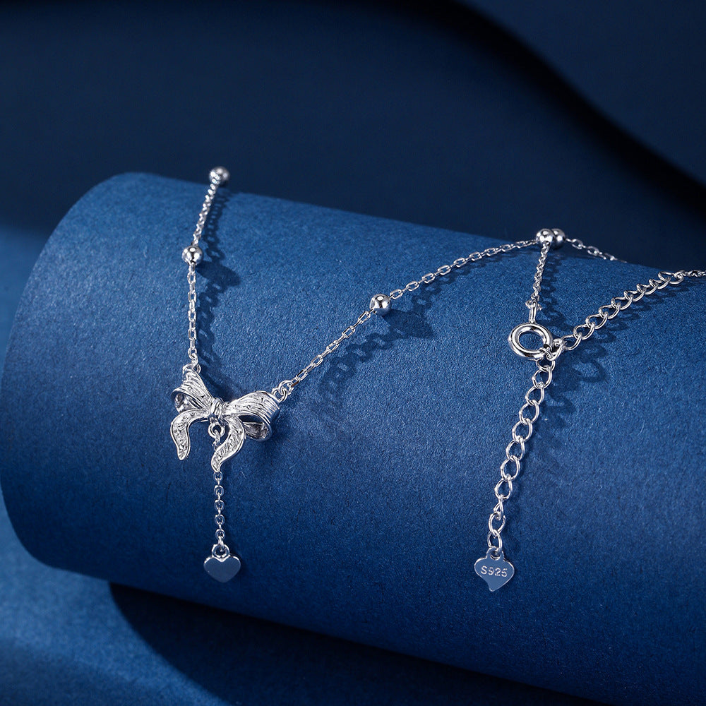 S925 Pure Silver Butterfly Heart Clavicle Chain Weloria