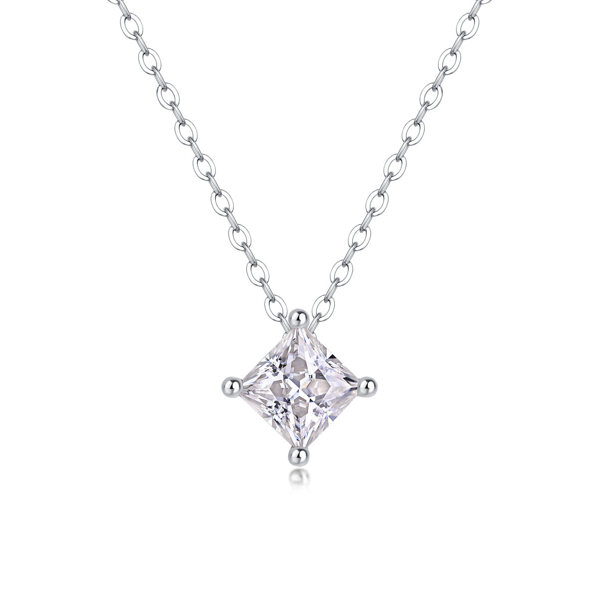 Stay Together - A Fashionable And Luxurious Diamond Jewelry Pendant Set With Square Moissanite S925 Sterling Silver. Weloria