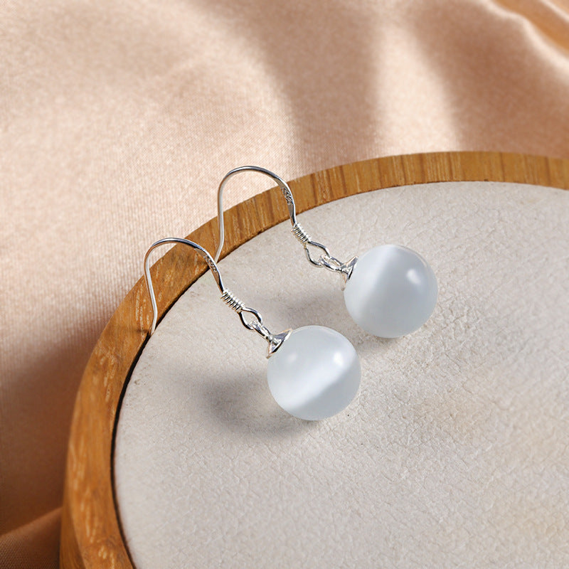 All-matching Opal Ear Hook 925 Sterling Silver Shell Pearl Earrings High-grade Female Earrings Weloria