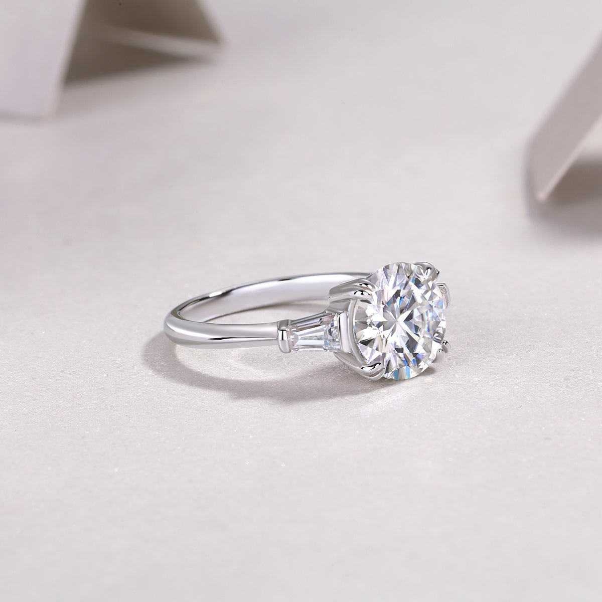 Shining Step By Step - A Fashionable Diamond Jewelry Piece Set With 3-carat Moissanite S925 Sterling Silver And Platinum Diamond Ring. Weloria