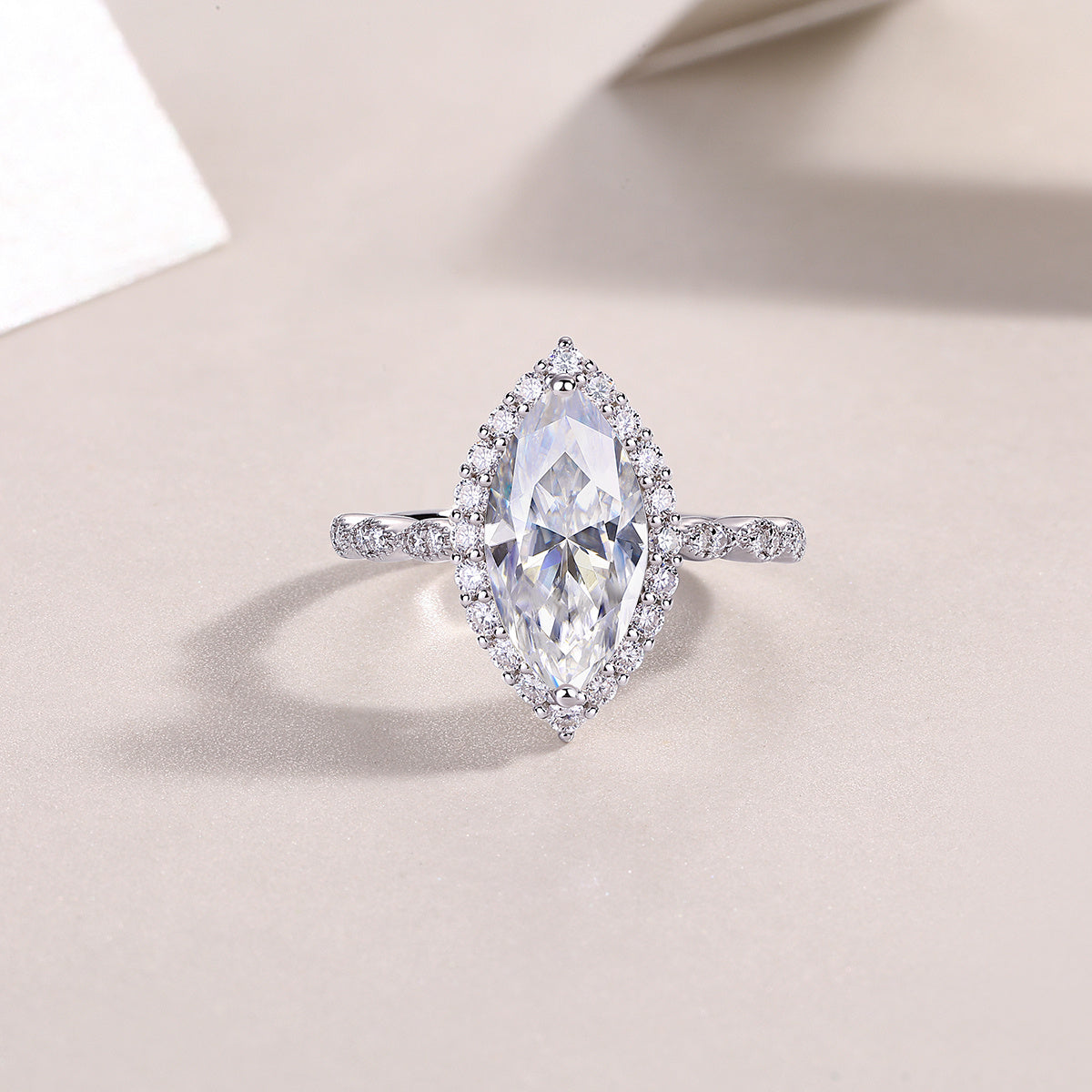 The Realm Of Delight - A Fashionable Diamond Jewelry Piece Set With Moissanite S925 Sterling Silver And Platinum-plated Diamond Ring Weloria