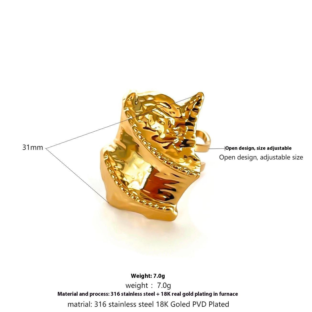 RETRO Geometric Irregular Opening Women's Ring Weloria