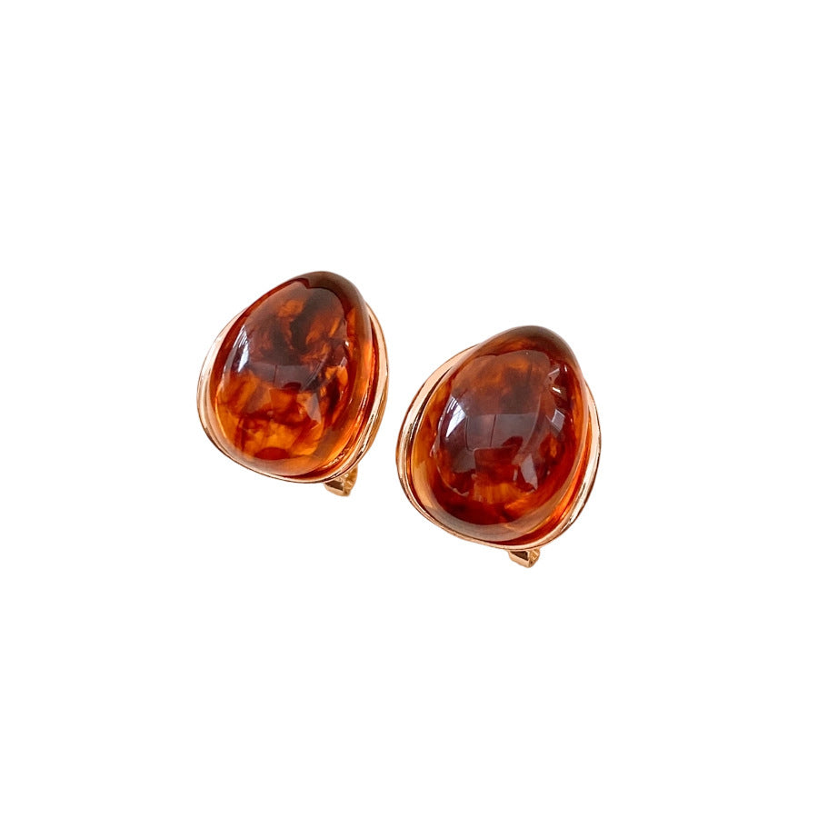 Amber Water Drop Ear Studs Ear Clip Weloria