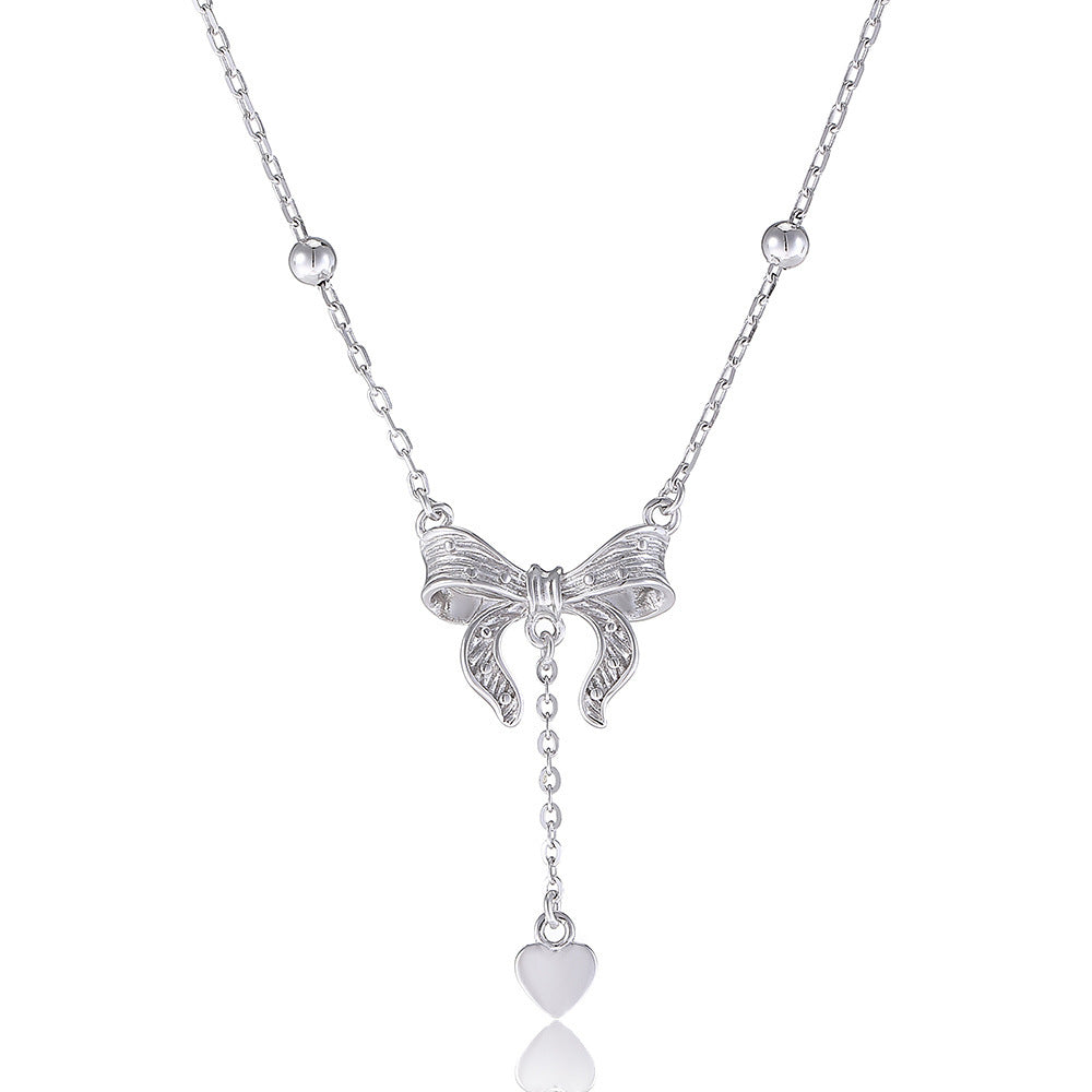 S925 Pure Silver Butterfly Heart Clavicle Chain Weloria