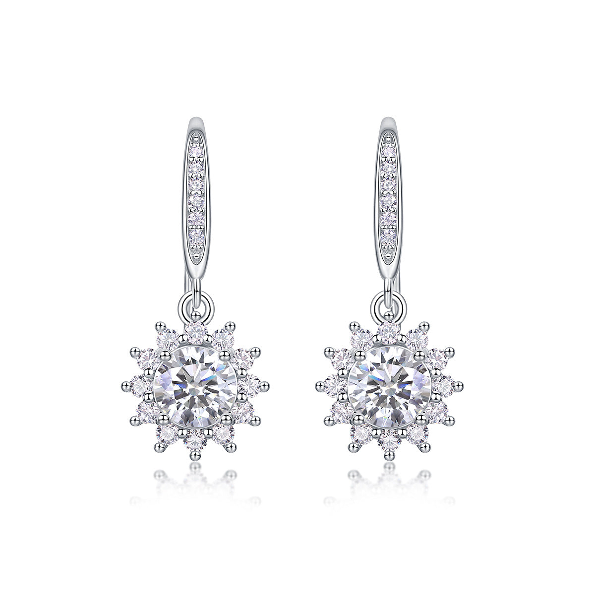 Qingcheng - A Fashionable And Luxurious Diamond Jewelry Accessory Set With Half-carat Moissan Diamond S925 Sterling Silver And Platinum-plated Stud Earrings Weloria