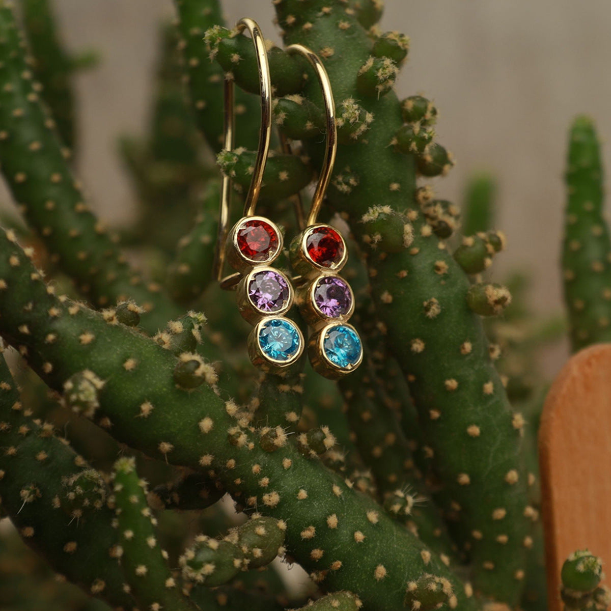 Sterling Silver Colorful Crystals Women's Exquisite Versatile Elegant Earrings Weloria