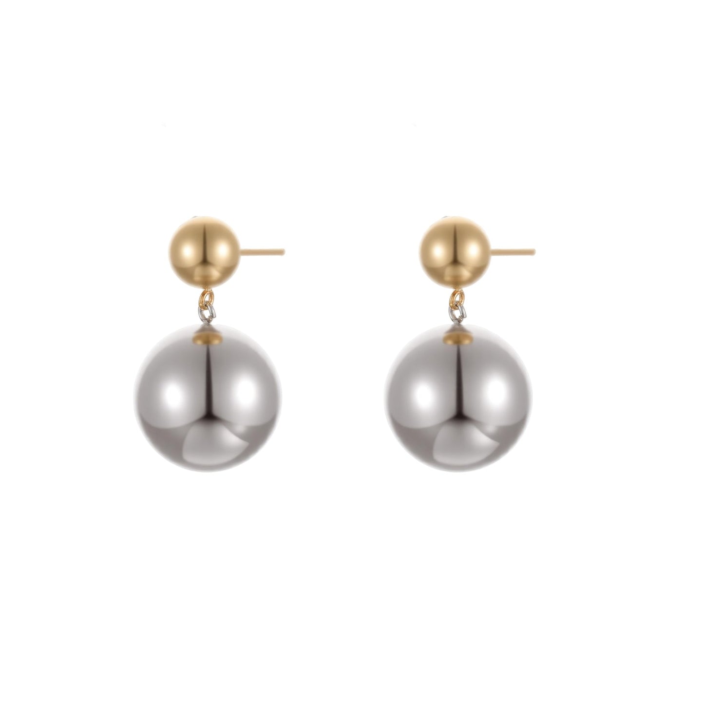 Round Beads Stainless Steel Color-block Ear Stud Weloria