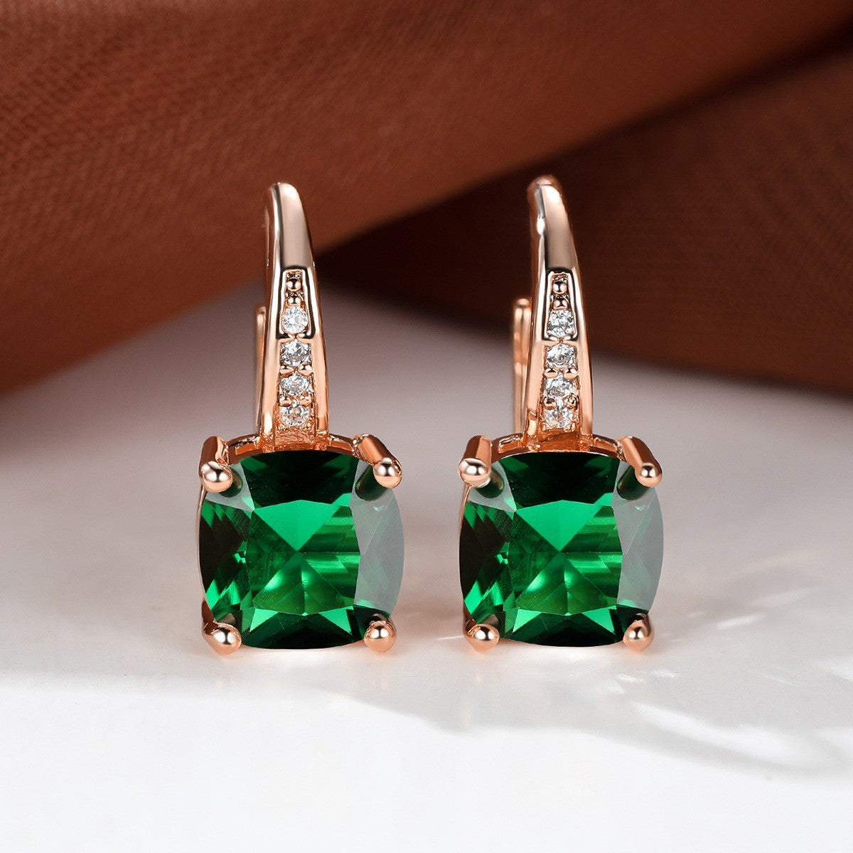 Square Zircon Inlaid Ear Hook Korean Style Fashion All-matching Weloria