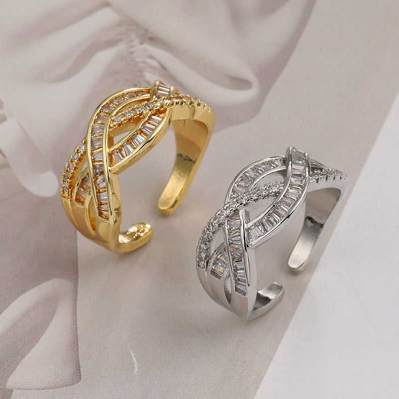 Couple Couple Rings Adjustable Cross Zircon Ring Weloria