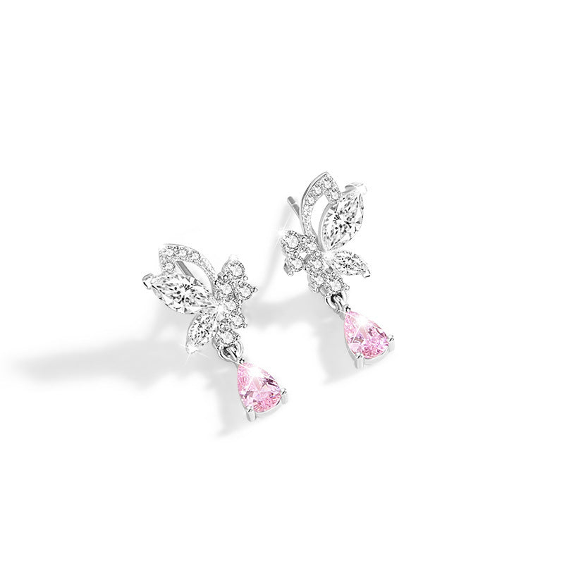 Crystal Butterfly Silver Stud Earrings For Women Weloria