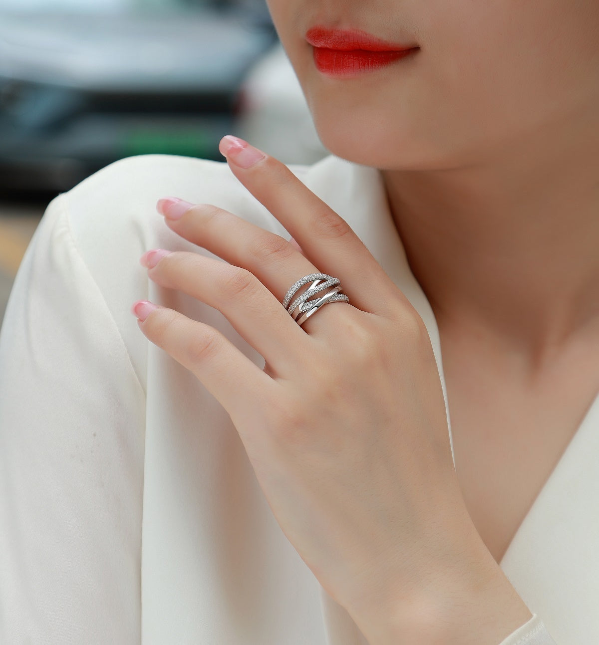 Brilliant Interweaving - A Fashionable And Luxurious Jewelry Accessory Set With Moissanite S925 Sterling Silver And Platinum-plated Diamond Weloria