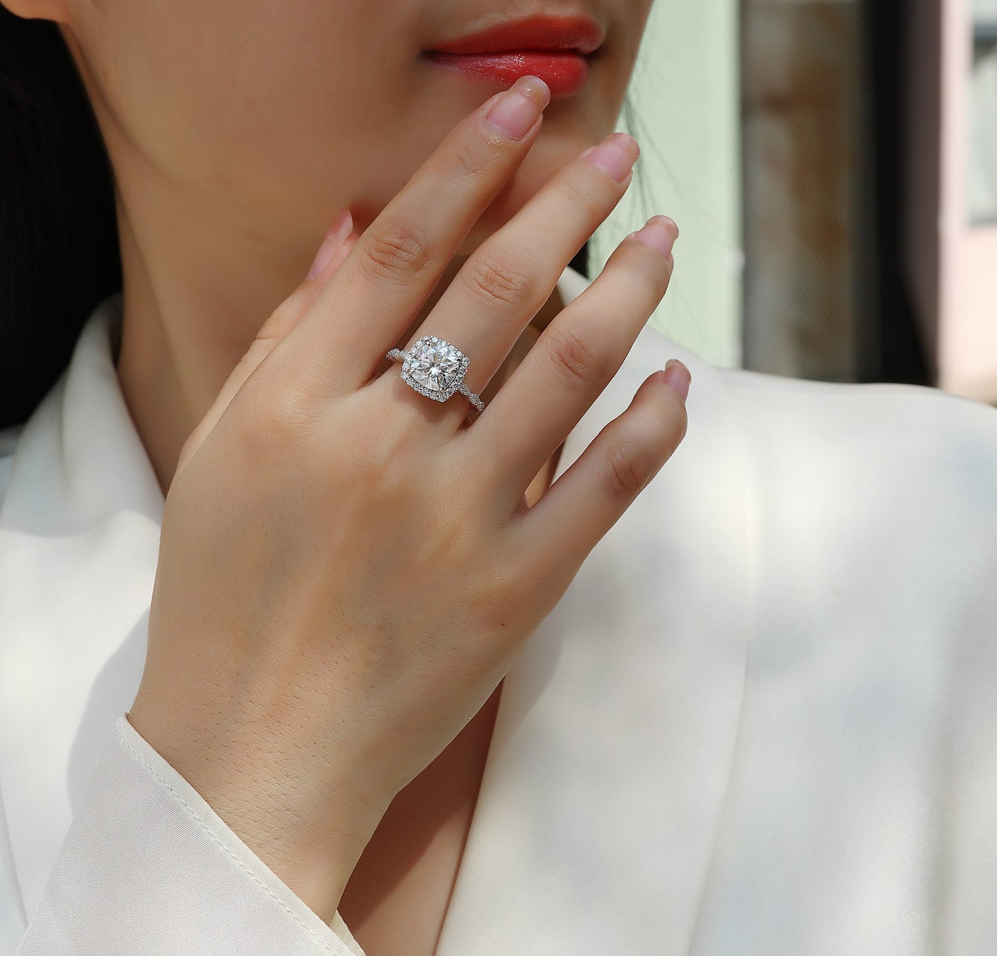 Gorgeous Square Diamond - Set With Moissan S925 Sterling Silver And Platinum-plated Diamond Ring, Fashionable Diamond Jewelry Weloria