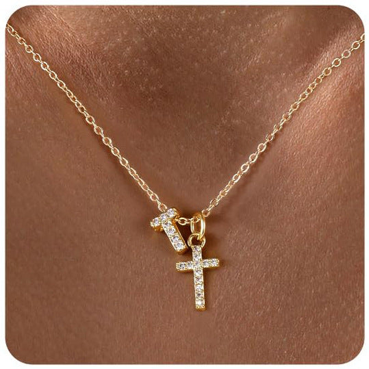 European And American Zircon Inlaid 26 Letter Necklace With Diamonds Weloria