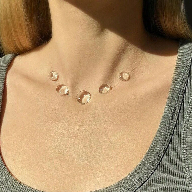 Minimalist Transparent Crystal Dew Earrings Niche High-grade Clavicle Chain Weloria