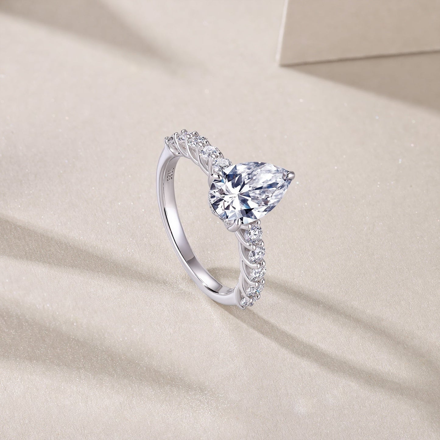 Moonlight Water Drop - A Fashionable Diamond Jewelry Piece Set With Moissanite S925 Sterling Silver And Platinum Diamond Ring Weloria