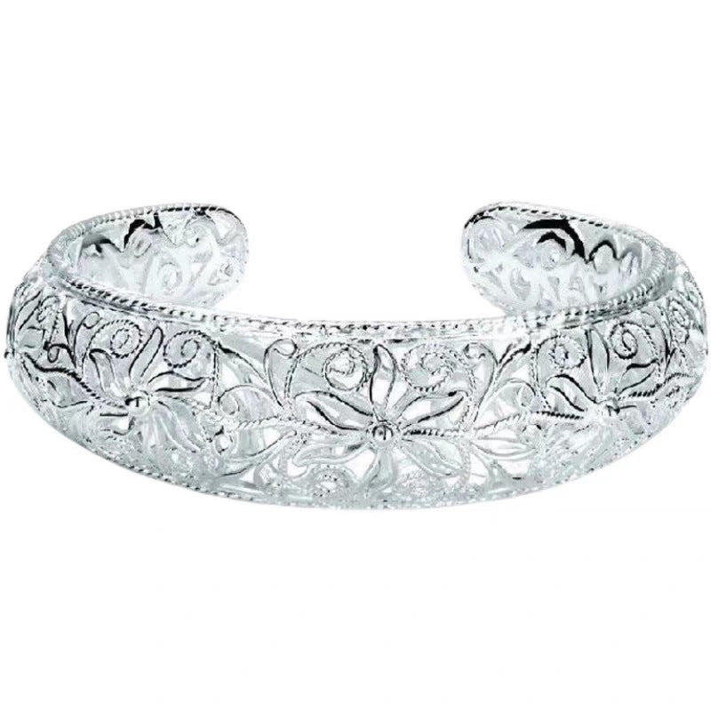 Women's Hollow-out Wide-faced Filigree Bracelet Weloria