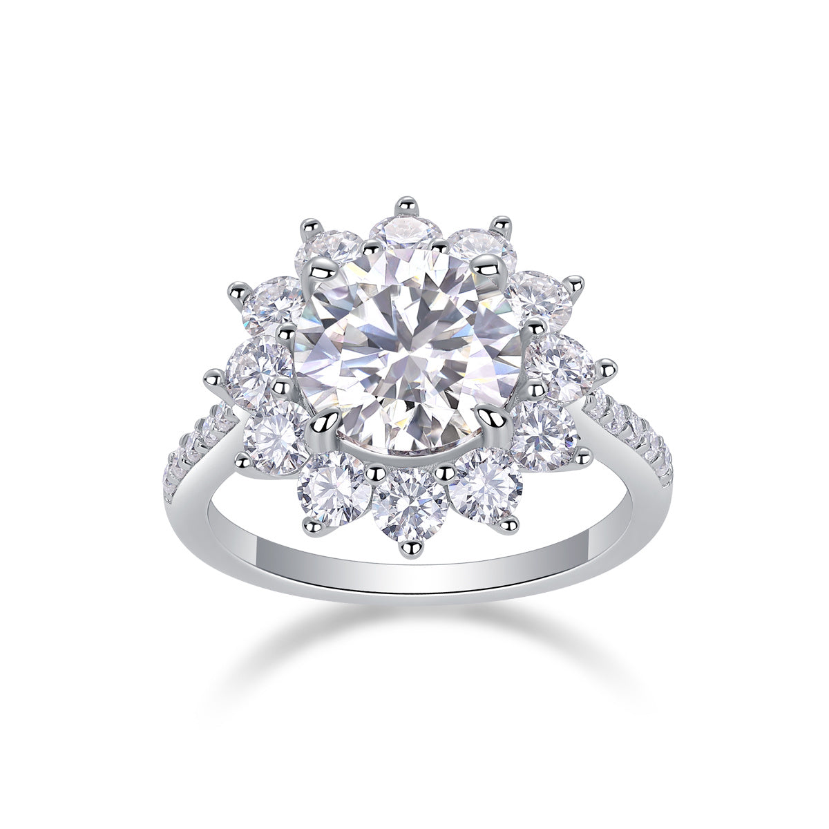 Sunflower - A Fashionable Diamond Jewelry Piece Set With 3-carat Moissanite S925 Sterling Silver And Platinum Diamond Ring Weloria