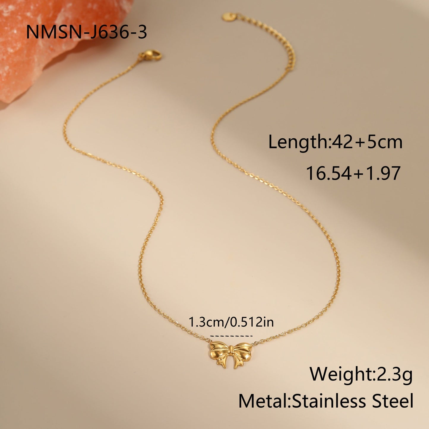 Bow Stainless Steel Necklace Gold-plated Design Light Luxury Weloria