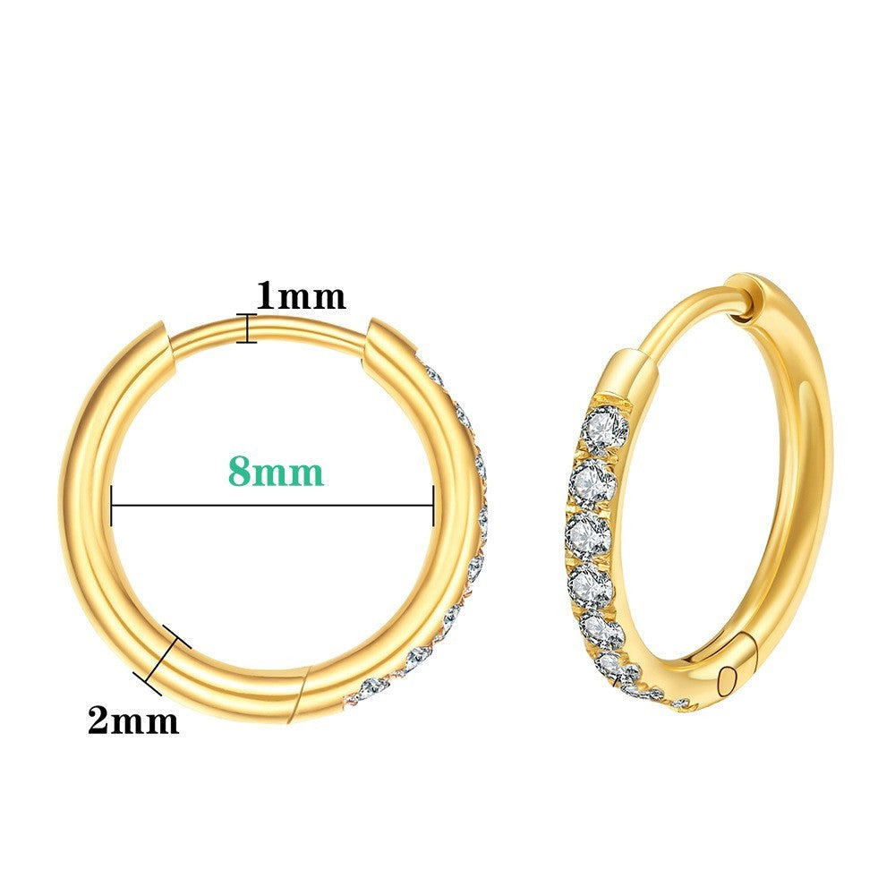Diamond-studded Earring Titanium Steel Gold Simplicity Weloria