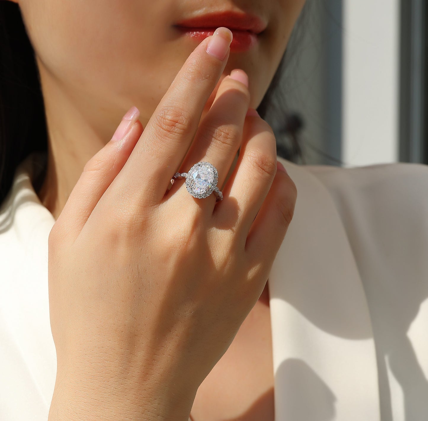 Bright Moon - A Fashionable Diamond Jewelry Piece Set With Moissanite S925 Sterling Silver And Platinum-plated Diamond Ring Weloria
