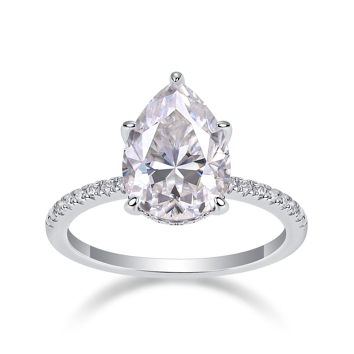 Light And Shadow - A Fashionable Diamond Jewelry Piece Set With Moissanite S925 Sterling Silver And Platinum Diamond Ring Weloria