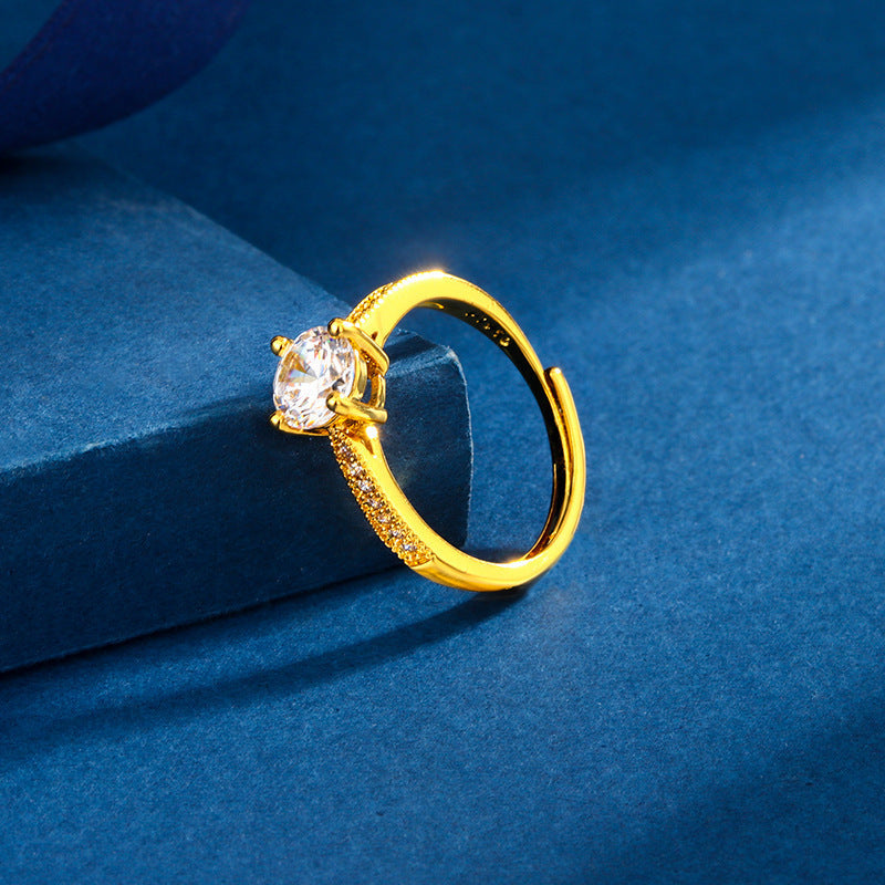 Classic Four-claw Ring 1 Karat Eight Hearts And Eight Arrows Zircon Affordable Luxury Fashion Weloria