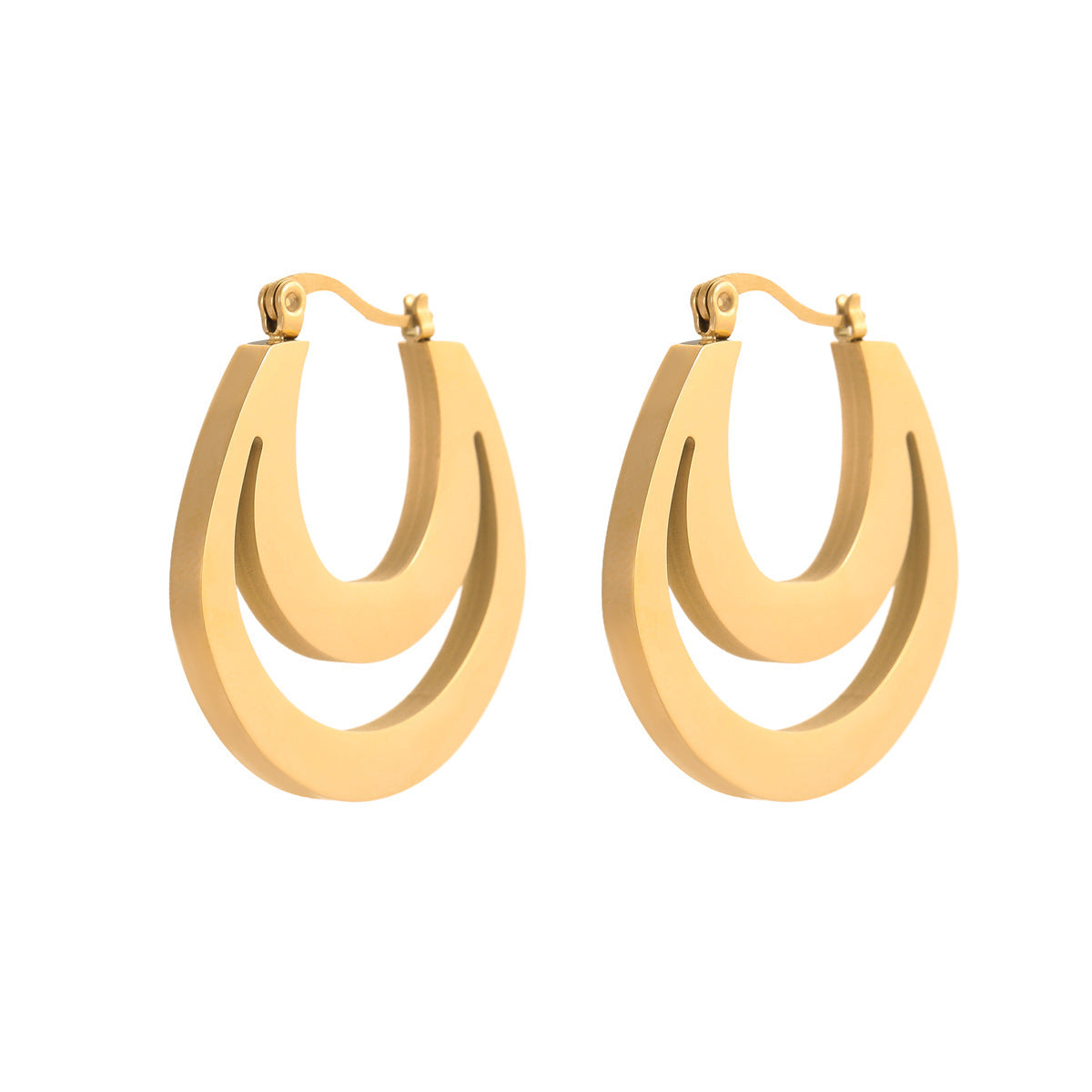 Metallic French Earrings Gold Plated Geometric Minimalist All-match Weloria