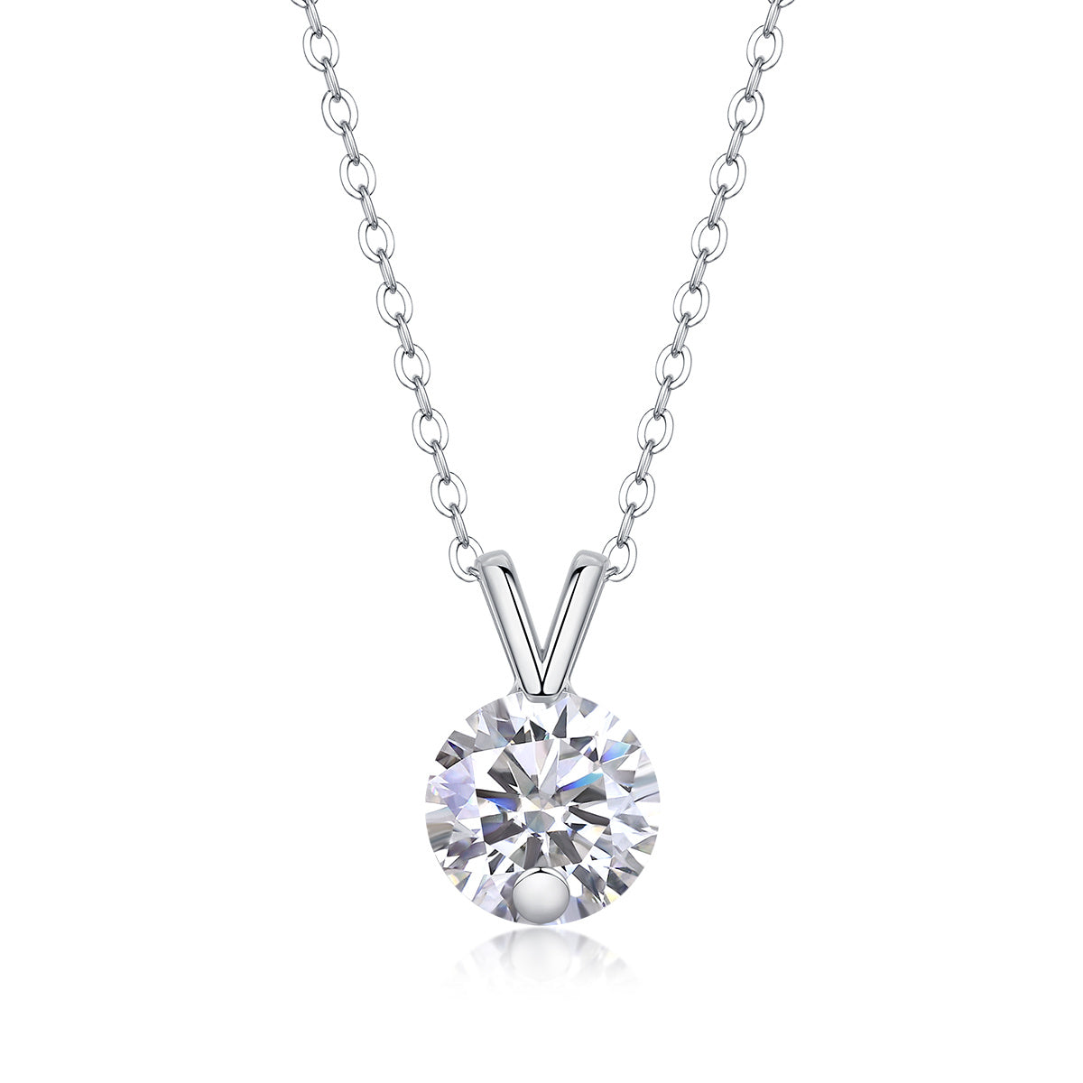 V-shaped - A Fashionable And Luxurious Diamond Jewelry Piece Set With 2-carat Moissan Diamond S925 Sterling Silver And Platinum-plated Pendant Weloria