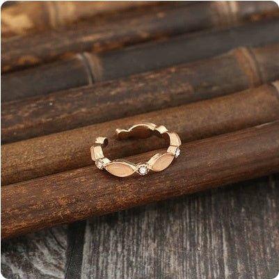 Oval Gemstone Inlaid Alloy Open Adjustable Ring Weloria