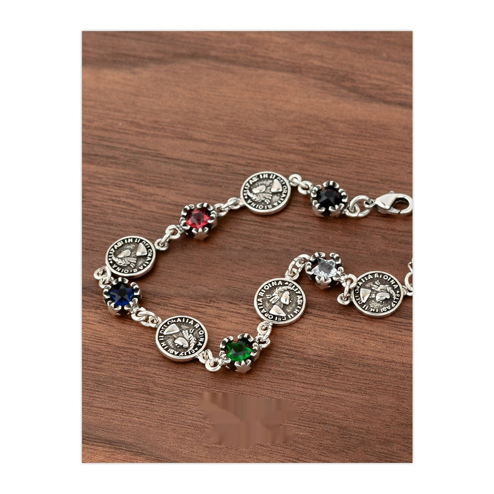 Colorful Zircon Five-pointed Star Round Matching Bracelet Weloria