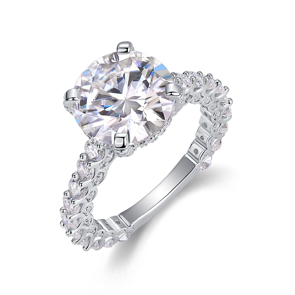 Affectionate And Tender - A Fashionable And Luxurious Jewelry Piece Set With 5-carat Moissanite S925 Sterling Silver And Platinum-plated Diamond Weloria