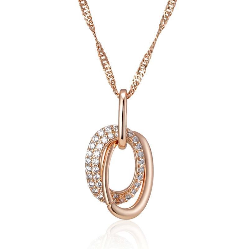 Double Circle Zircon Pendant And Necklace Weloria