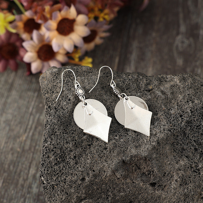 New Simple Style Geometric Metal Alloy Earrings Layered Retro Personality Weloria
