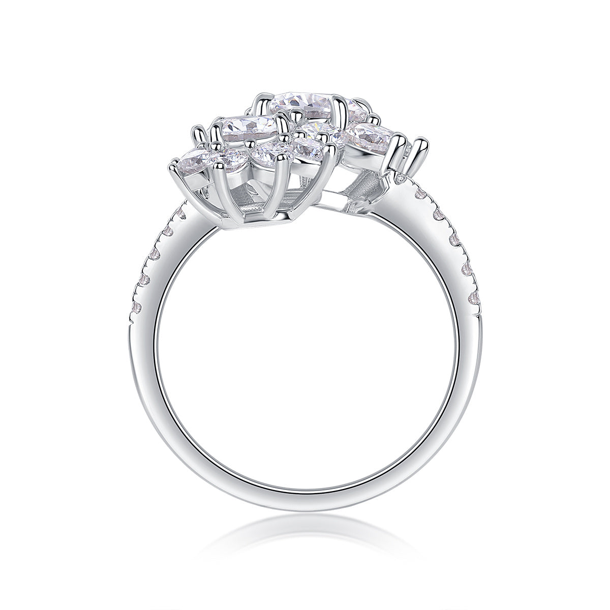 Petal Morning Dew - A Fashionable Diamond Jewelry Piece Set With 1-carat Moissanite S925 Sterling Silver And Platinum Diamond Ring Weloria