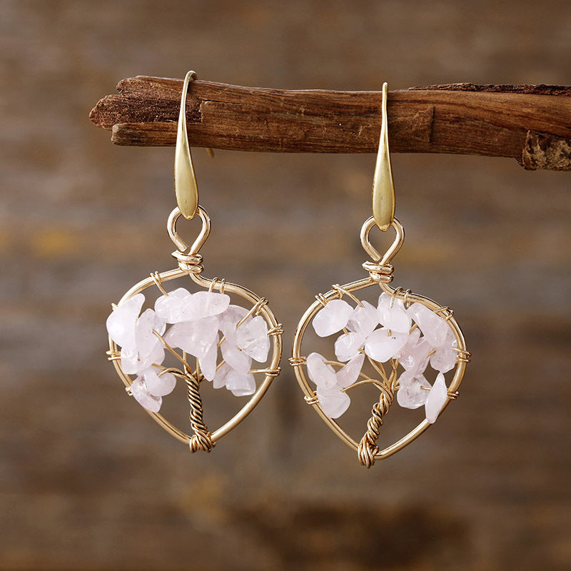 Natural Crystal Lucky Tree Eardrop Earring Earrings Popular Ornament Weloria