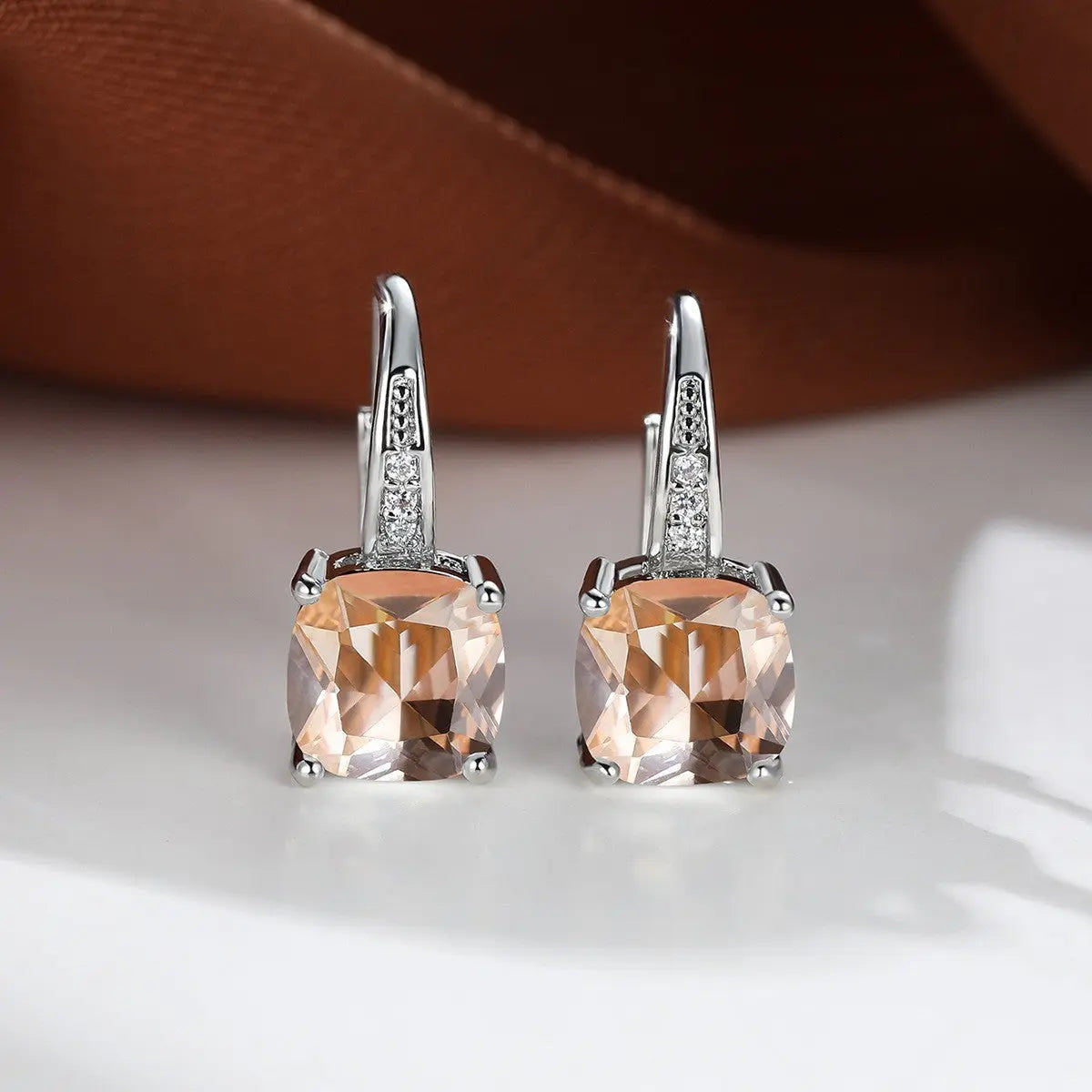 Square Zircon Inlaid Ear Hook Korean Style Fashion All-matching Weloria
