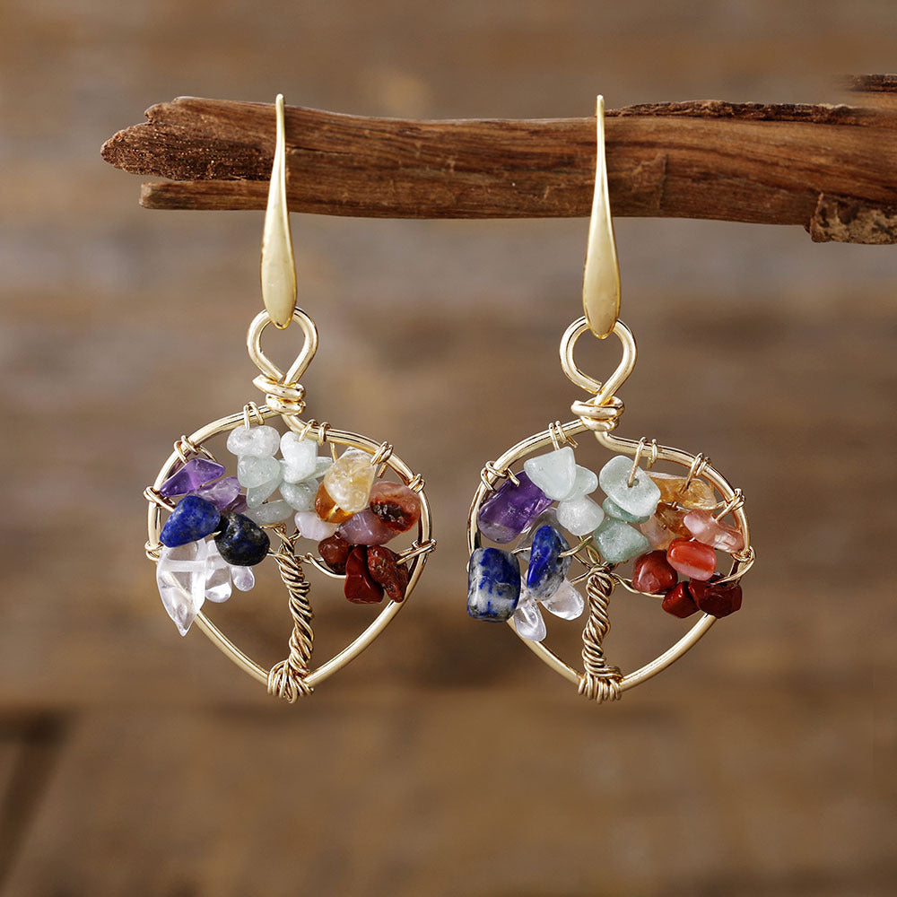 Natural Crystal Lucky Tree Eardrop Earring Earrings Popular Ornament Weloria