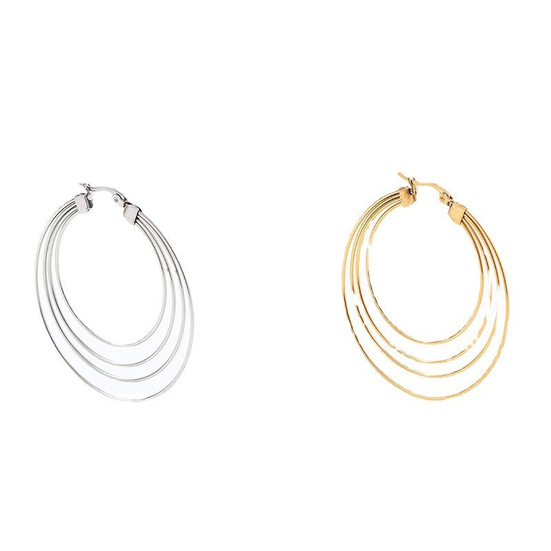 French Mosquito-repellent Incense Shape Stainless Steel Earrings Hoop Geometric And Gold Weloria