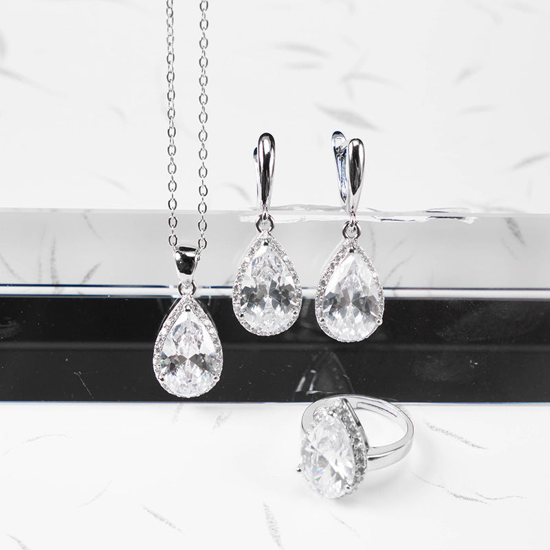 Drop-shaped Zircon Non-fading Ornament Three-piece Set Weloria