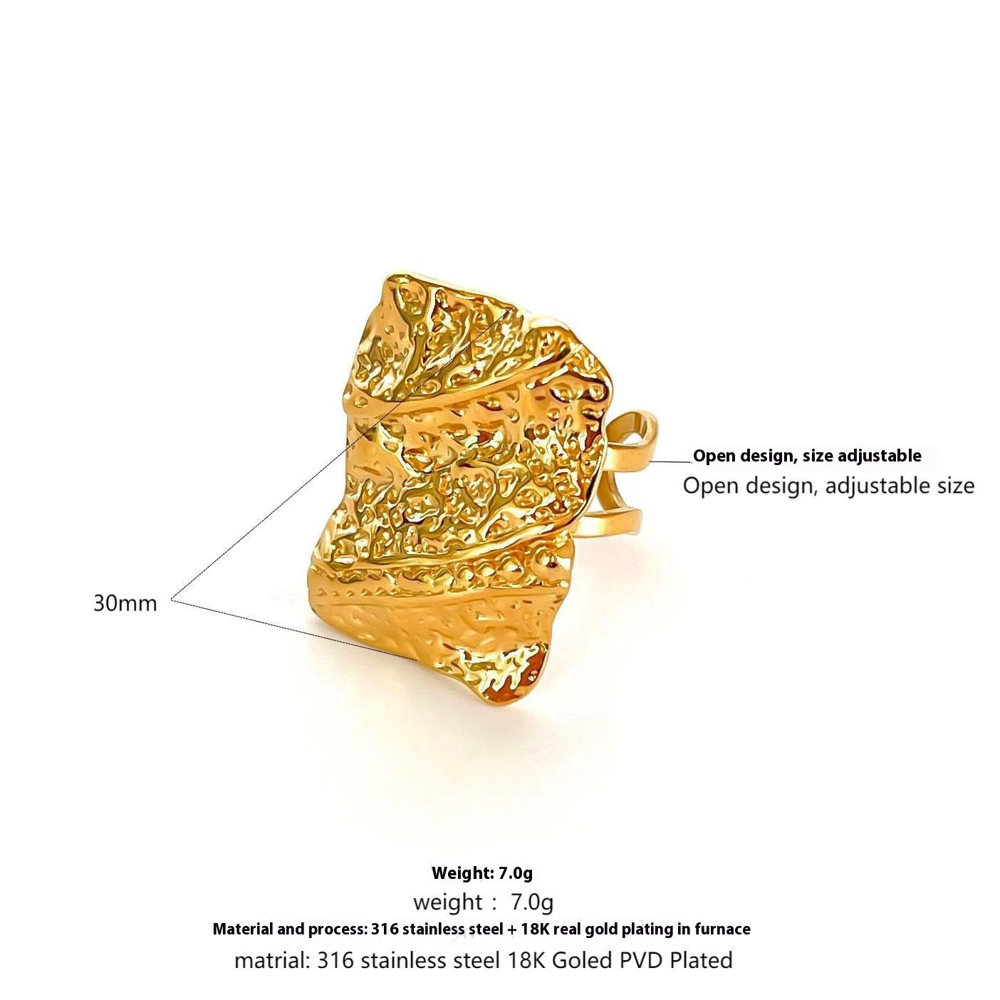 RETRO Geometric Irregular Opening Women's Ring Weloria
