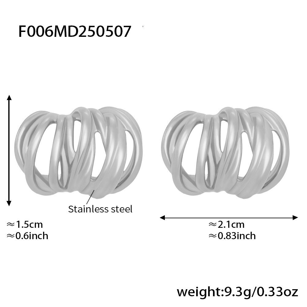 Heavy Industry Casting C- Type Ear Studs Multi-layer Lines Weloria