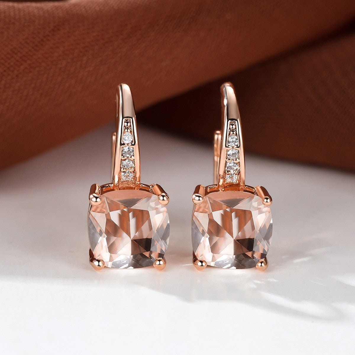 Square Zircon Inlaid Ear Hook Korean Style Fashion All-matching Weloria