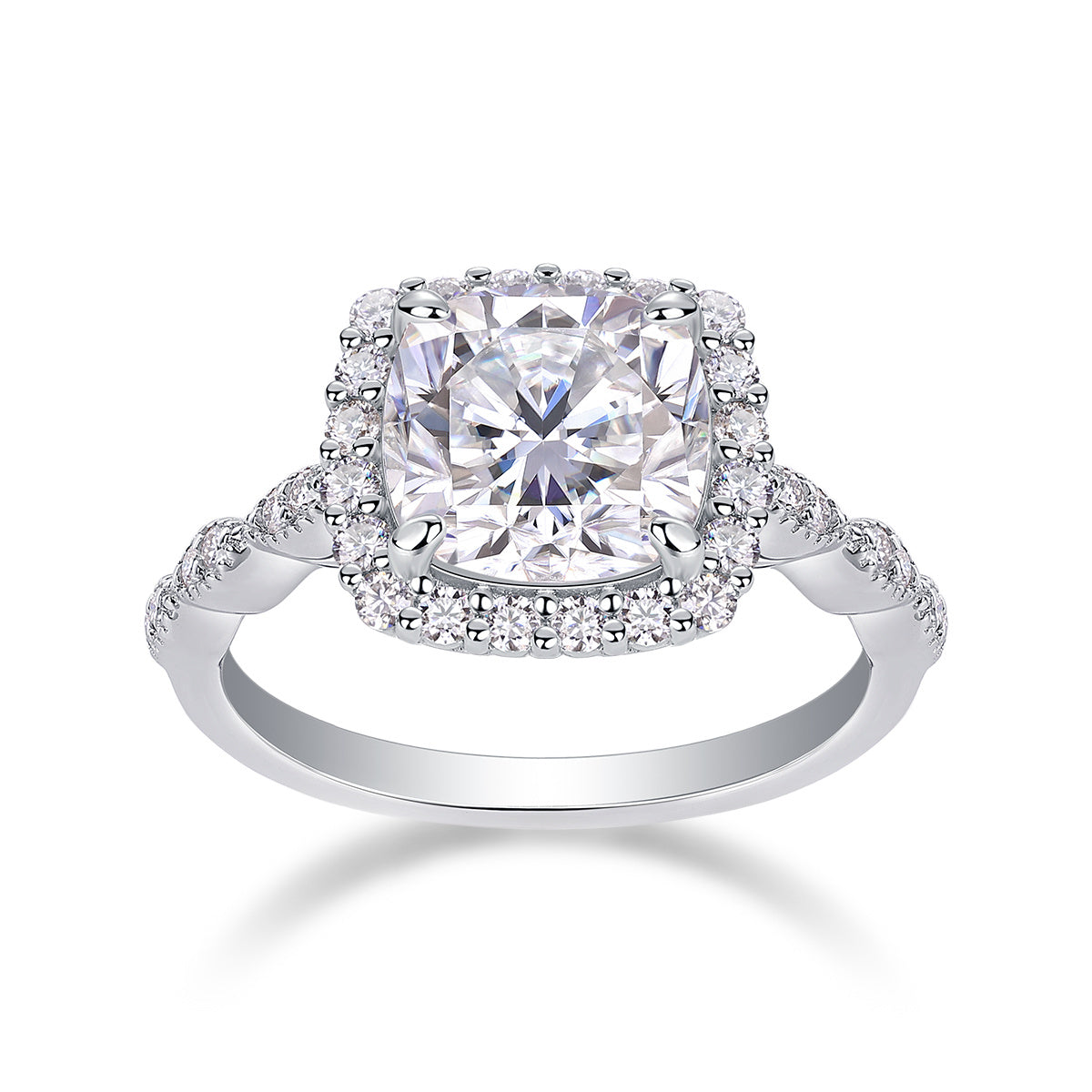 Gorgeous Square Diamond - Set With Moissan S925 Sterling Silver And Platinum-plated Diamond Ring, Fashionable Diamond Jewelry Weloria