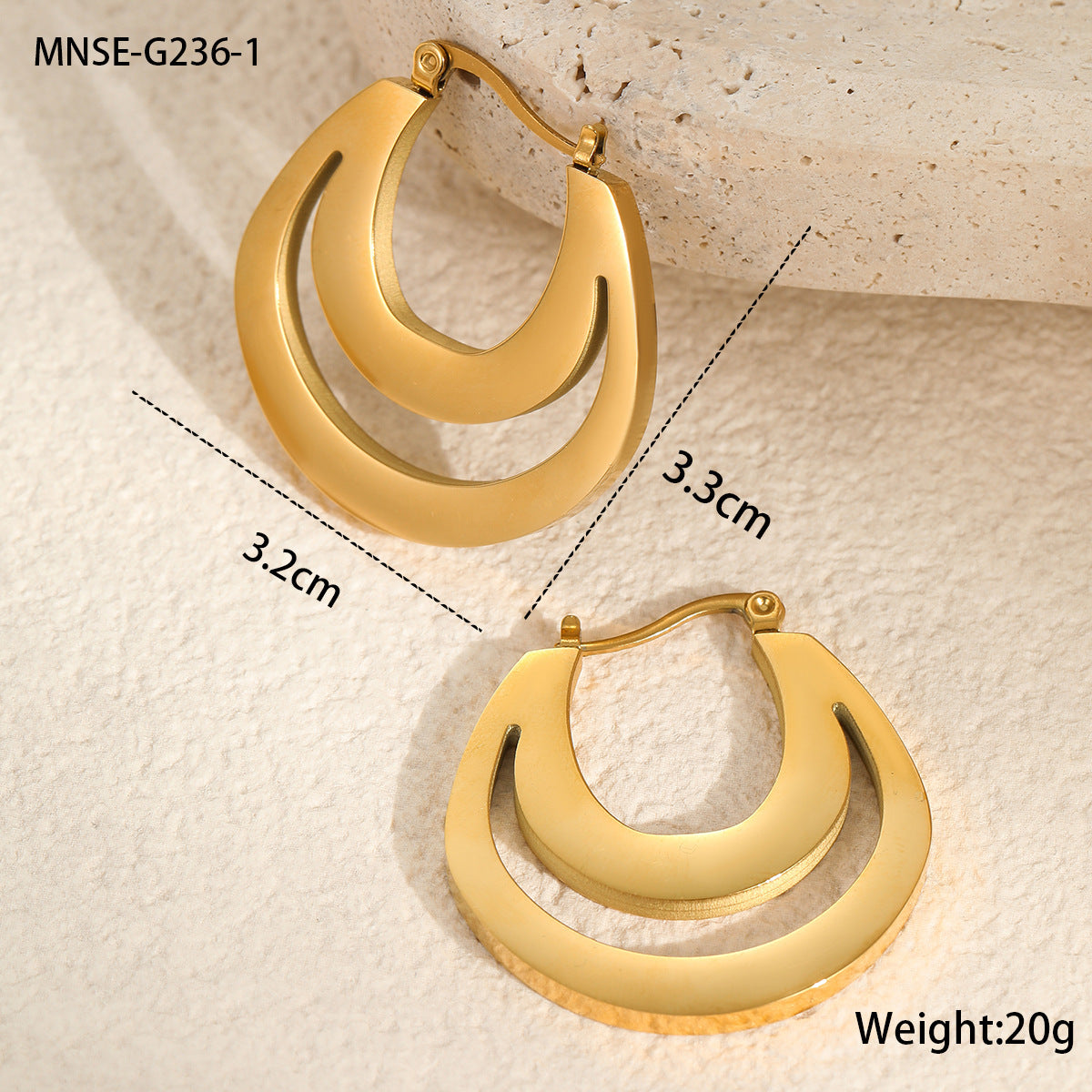 Metallic French Earrings Gold Plated Geometric Minimalist All-match Weloria