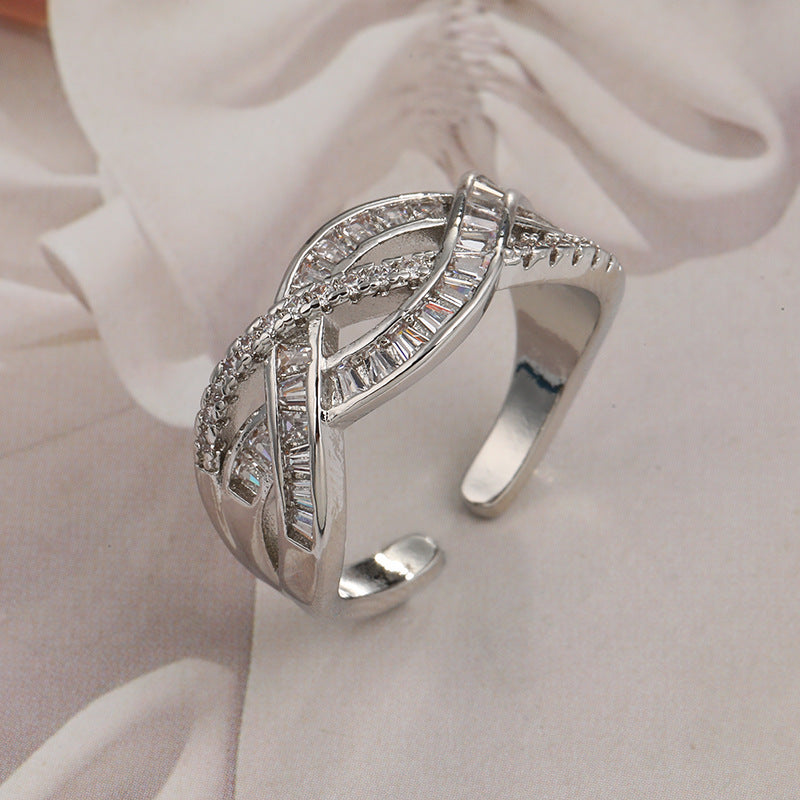 Couple Couple Rings Adjustable Cross Zircon Ring Weloria