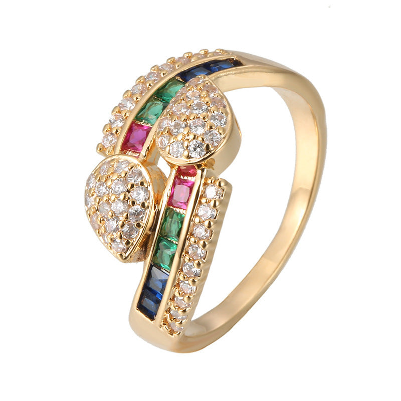 Women's Ring Inlaid With Colorful Zircon Gold-plated Ring Weloria