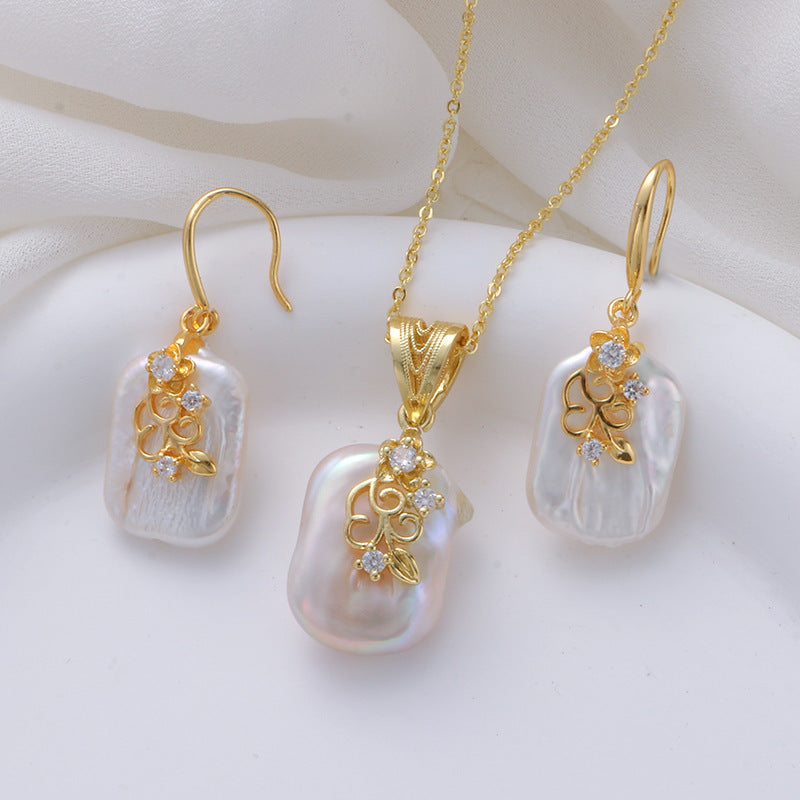Copper Plated Real Gold Design Versatile Baroque Shaped Pearl Earrings Weloria