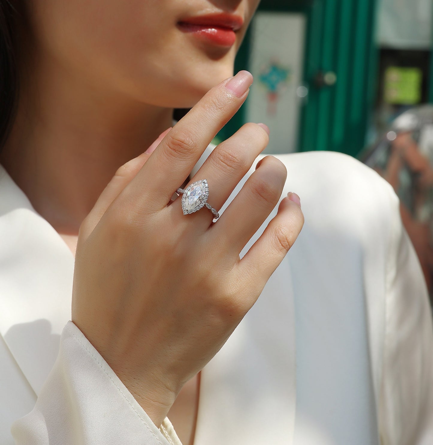Starlight Craze - A Fashionable Diamond Jewelry Piece Set With Moissanite S925 Sterling Silver And Platinum Diamond Ring Weloria